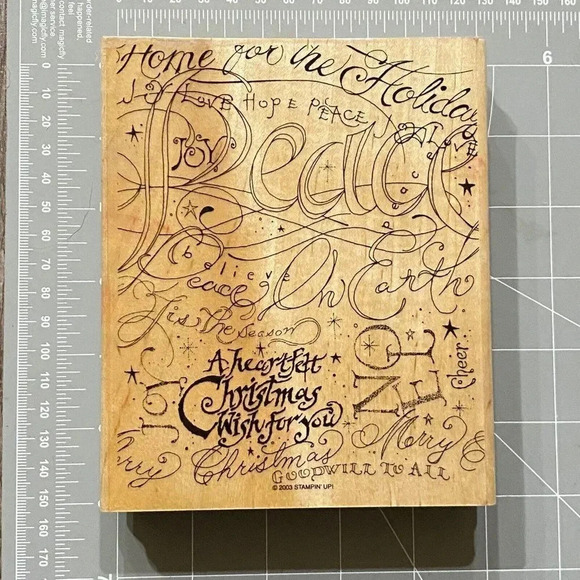 Holiday Print Stampin Up 2003 Rubber Stamp - Hope Peace Heartfelt Christmas 629 - Picture 4 of 13